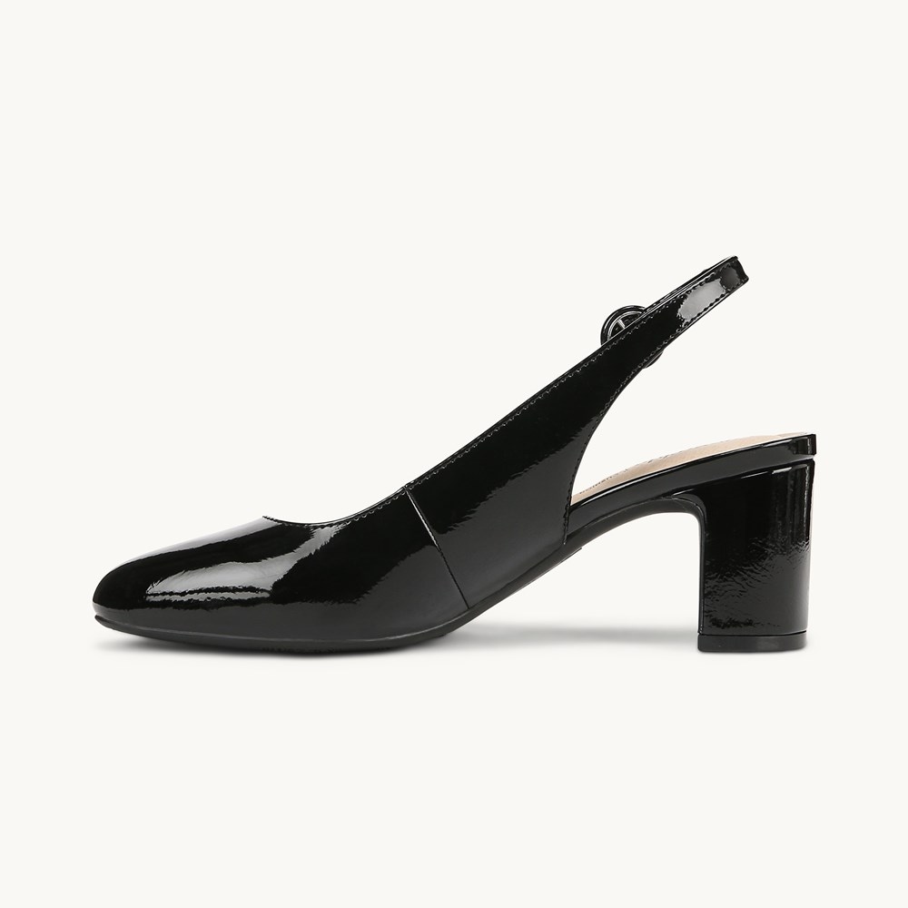 LifeStride Tia Slingback Pump - Black Faux Leather