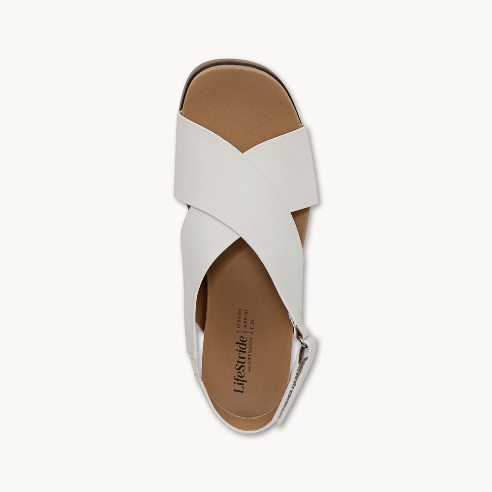 LifeStride Georgina Slingback Sandal - Cloud White Faux Leather