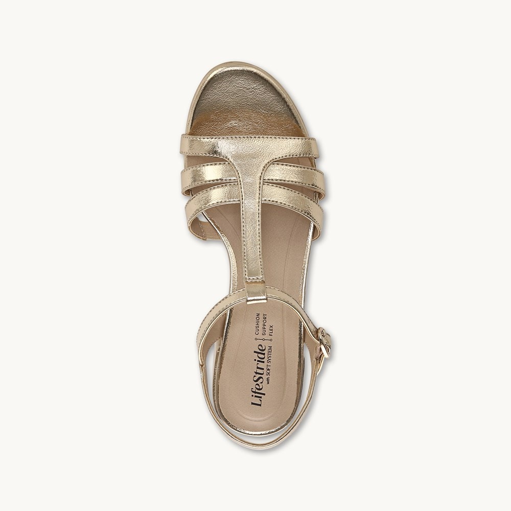 LifeStride Rio Dress Sandal - Platino Gold Faux Leather
