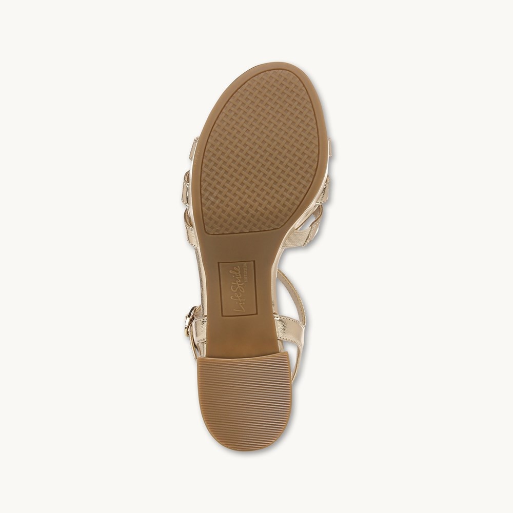 LifeStride Rio Dress Sandal - Platino Gold Faux Leather