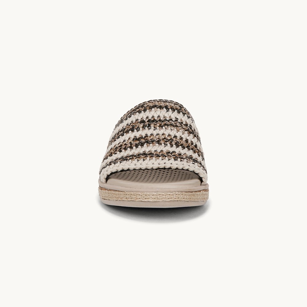 LifeStride Breezy Wedge Sandal - Black Raffia Fabric