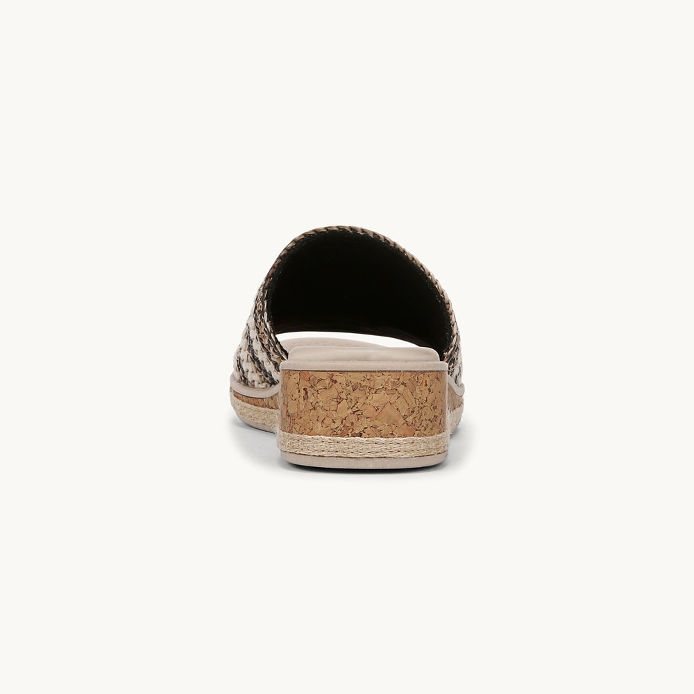 LifeStride Breezy Wedge Sandal - Black Raffia Fabric