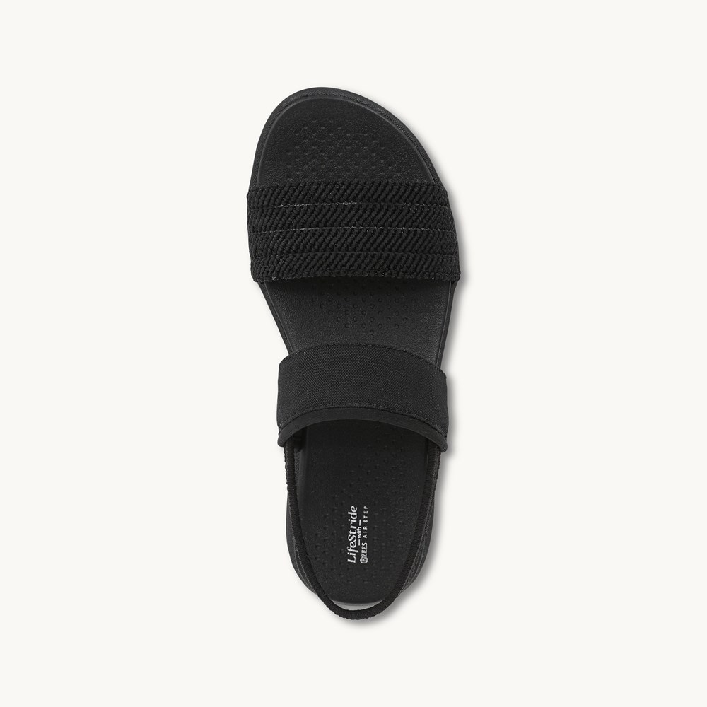 LifeStride Cali Strappy Sandal - Black Fabric