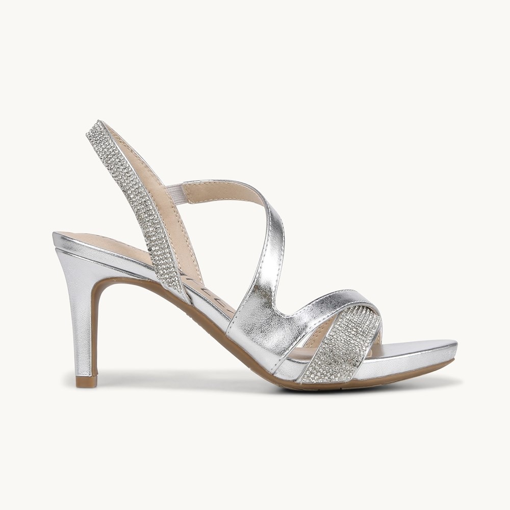 LifeStride Mia Glitz Dress Sandal - Silver Faux Leather