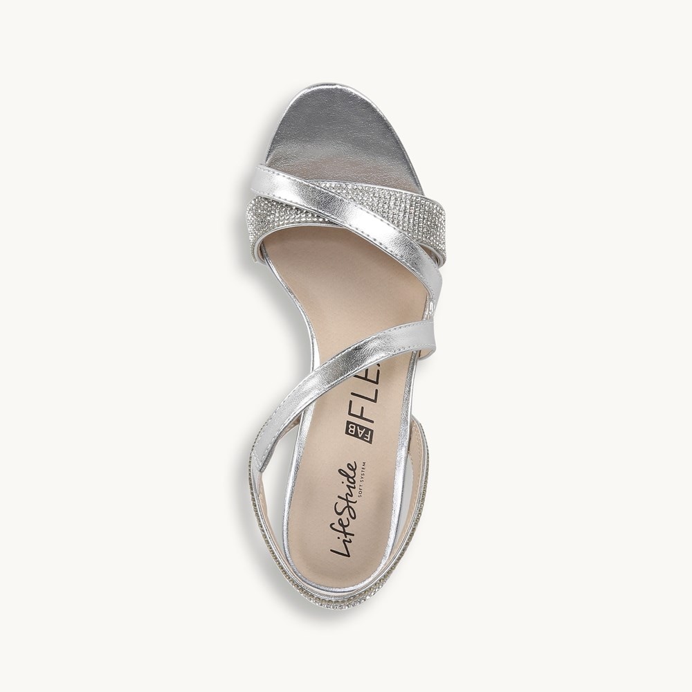 LifeStride Mia Glitz Dress Sandal - Silver Faux Leather