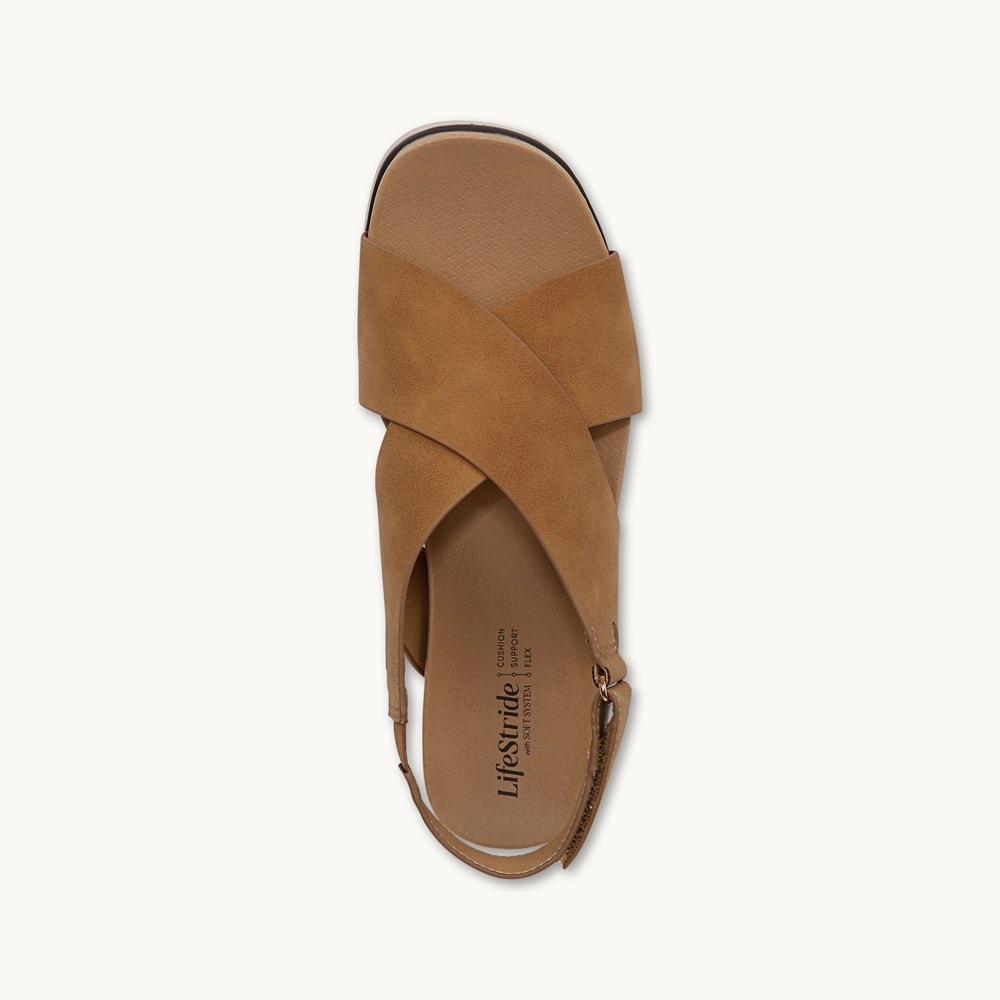 LifeStride Georgina Slingback Sandal - Tan Faux Leather