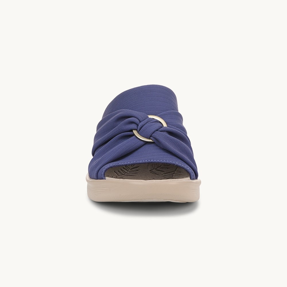 LifeStride Serenade Slide Wedge Sandal - Skipper Blue Stretch Fabric