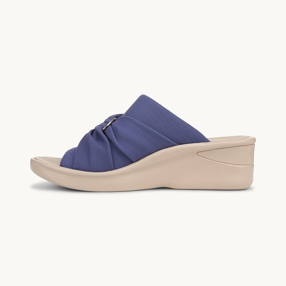 LifeStride Serenade Slide Wedge Sandal - Skipper Blue Stretch Fabric