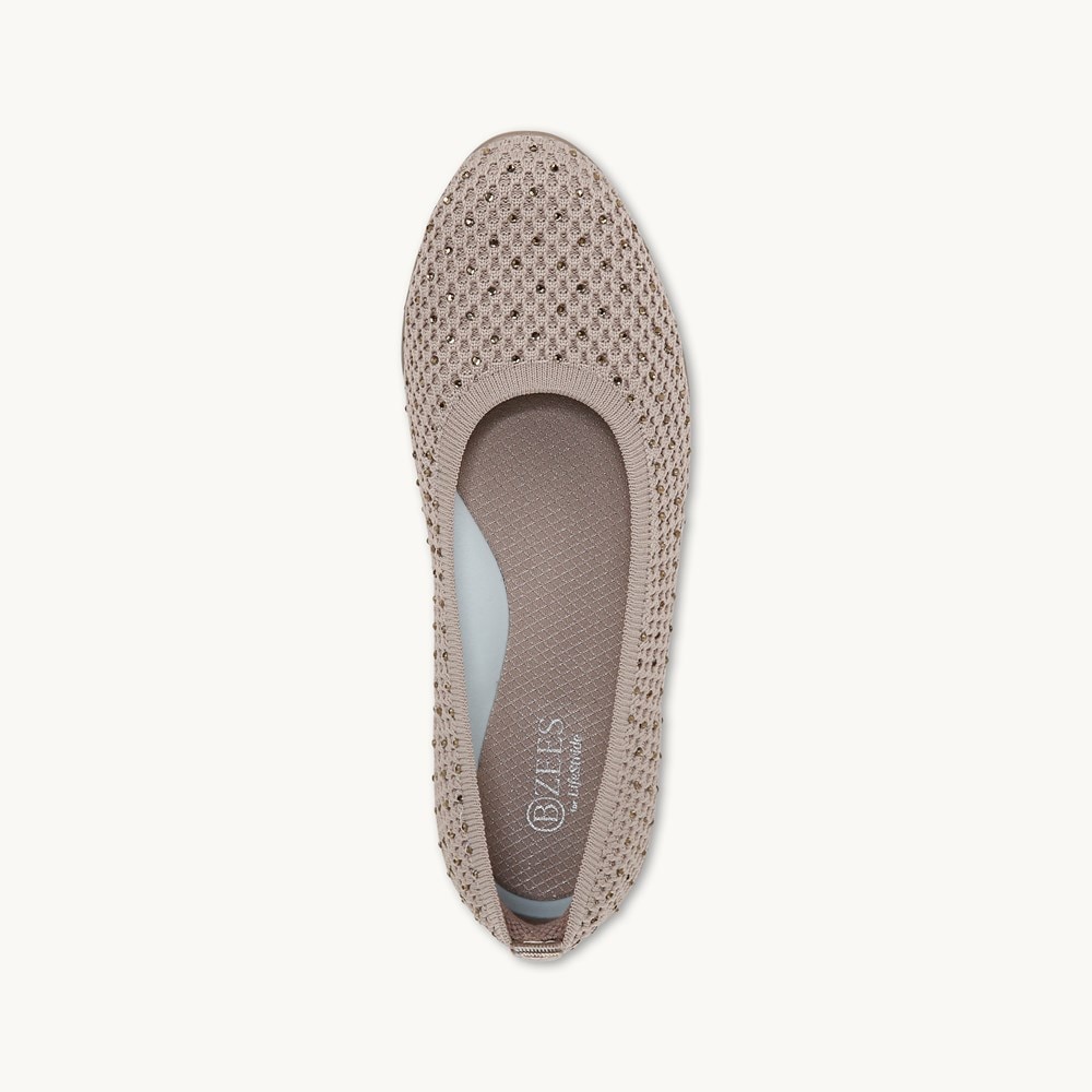 LifeStride Kallie Ballet Flat - Simply Taupe Knit Fabric