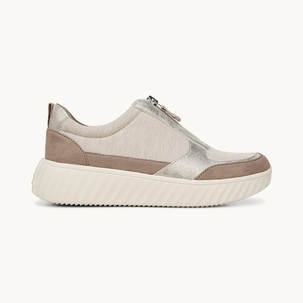 LifeStride Winner Sneaker - Taupe Textured Fabric