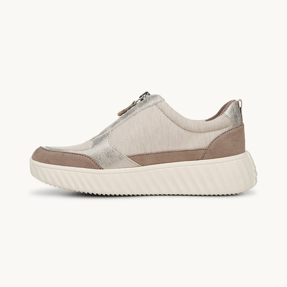 LifeStride Winner Sneaker - Taupe Textured Fabric
