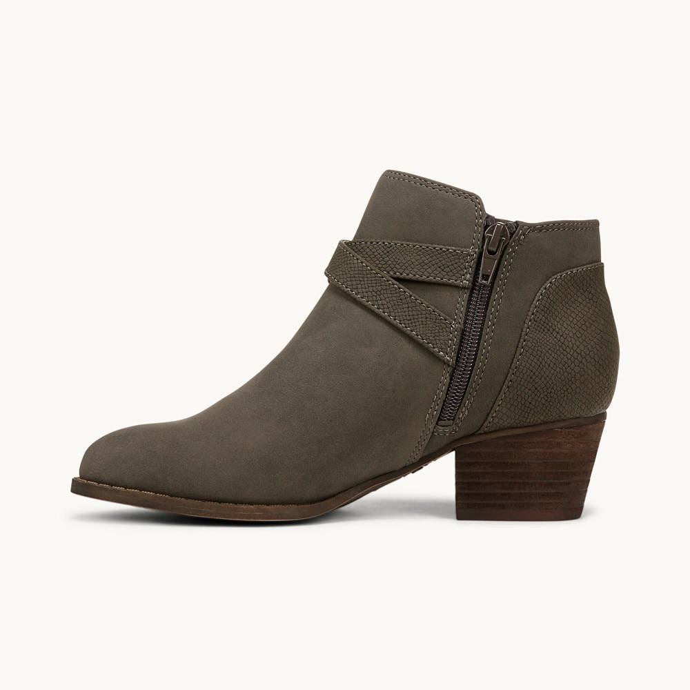 LifeStride Blaire Short Bootie - Dark Grey Faux Leather