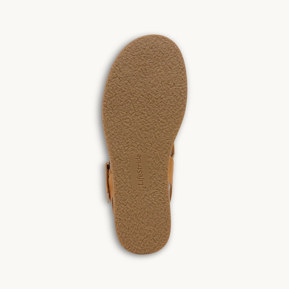 LifeStride Waverly Strappy Sandal - Inca Gold Faux Leather
