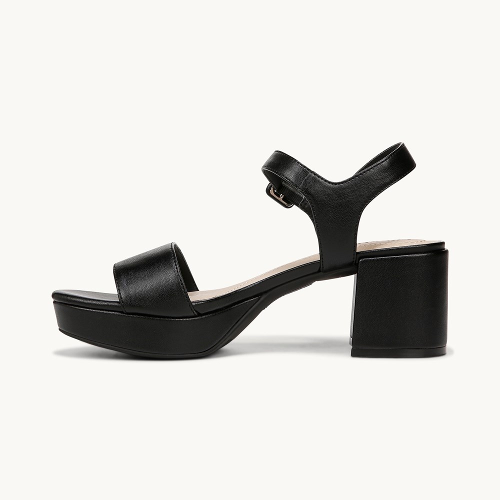 LifeStride Rhythmn Block Heel Sandal - Black Faux Leather