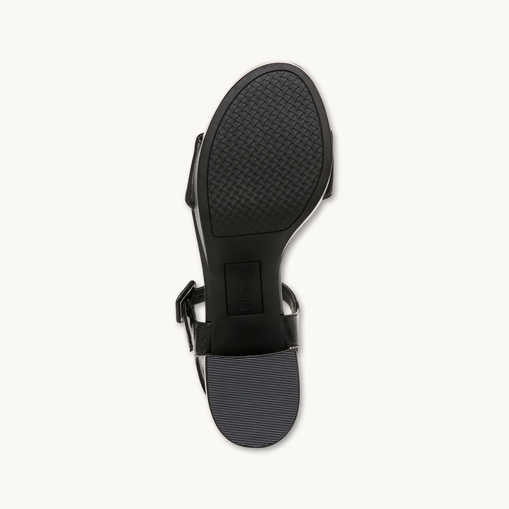 LifeStride Rhythmn Block Heel Sandal - Black Faux Leather