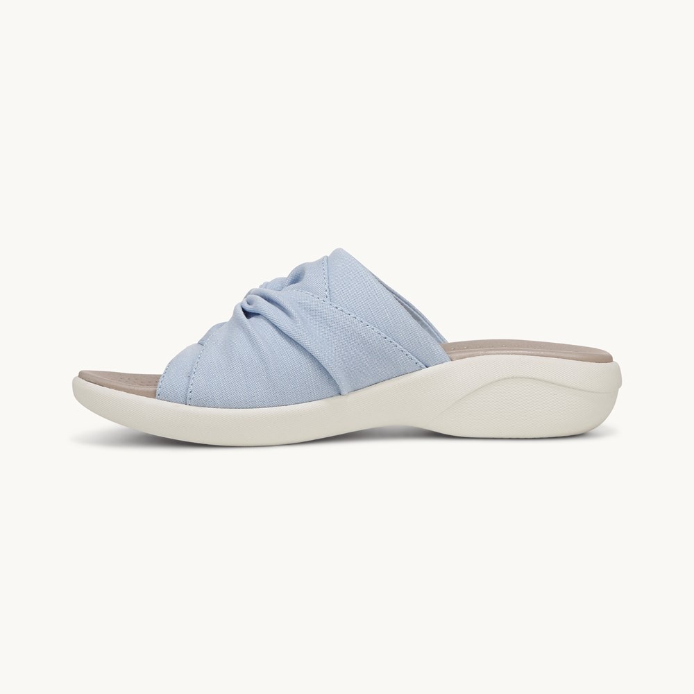LifeStride Cherish Slide Sandal - Skyway Blue Stretch Fabric