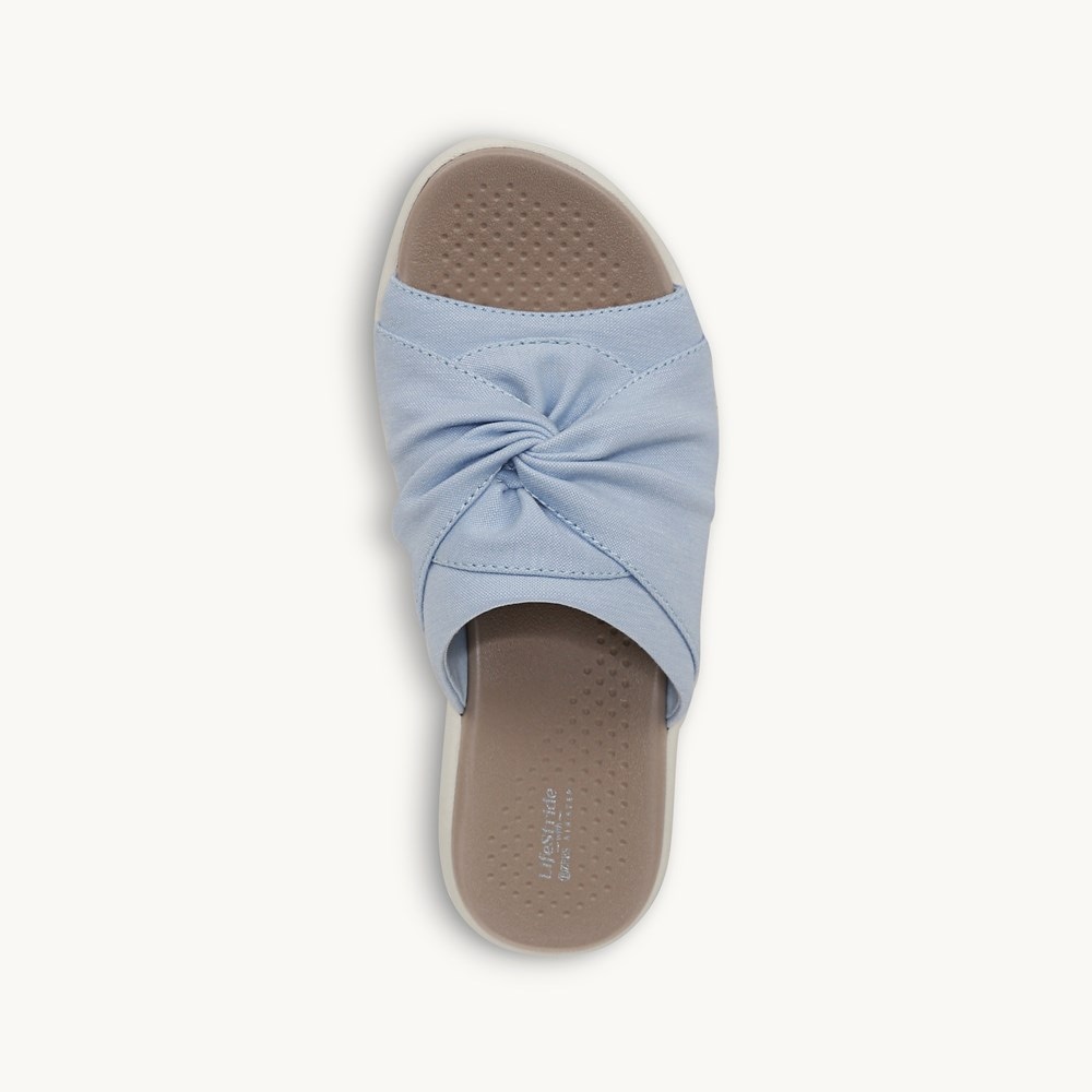 LifeStride Cherish Slide Sandal - Skyway Blue Stretch Fabric