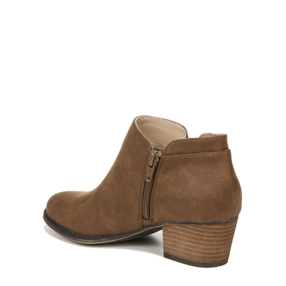 LifeStride Blake Zip Ankle Bootie - Brown Faux Leather