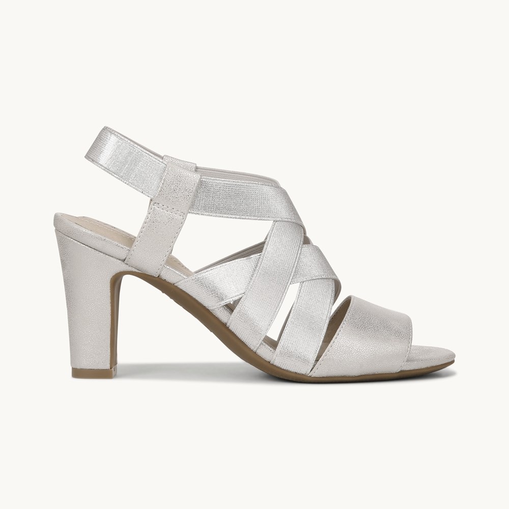 LifeStride Charlotte Heeled Sandal - Silver Fabric