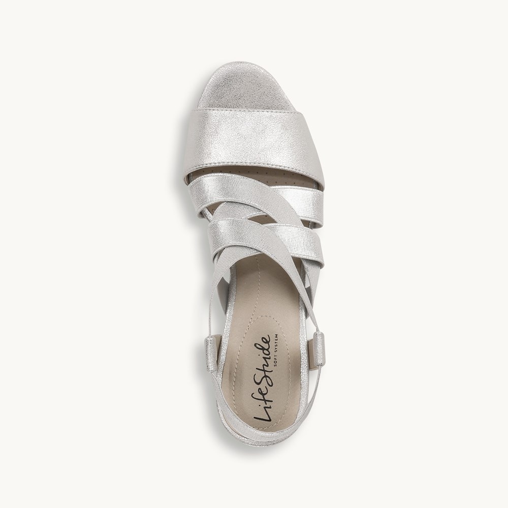 LifeStride Charlotte Heeled Sandal - Silver Fabric