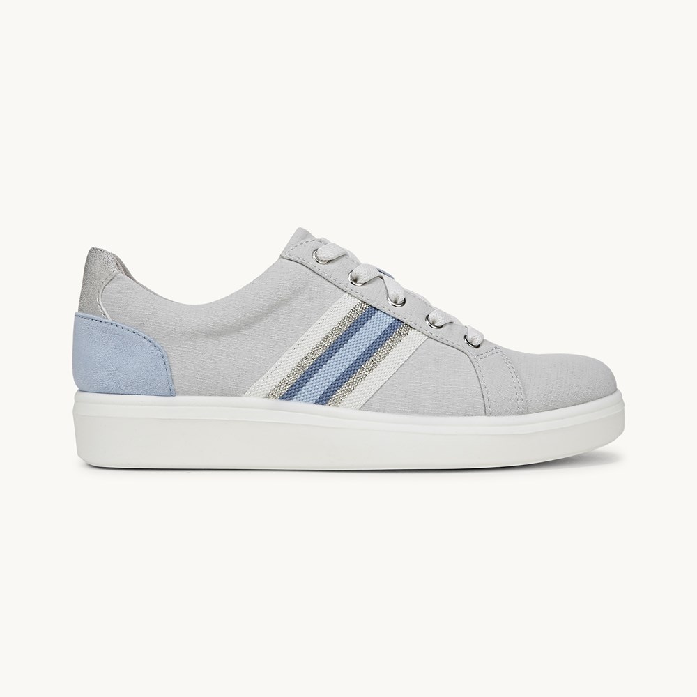 LifeStride Happy Friday Lace Up Sneaker - Oyster Stretch Denim Fabric
