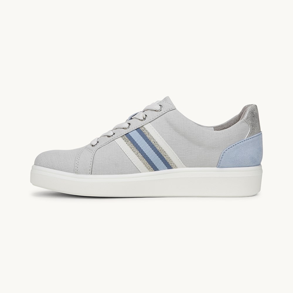 LifeStride Happy Friday Lace Up Sneaker - Oyster Stretch Denim Fabric