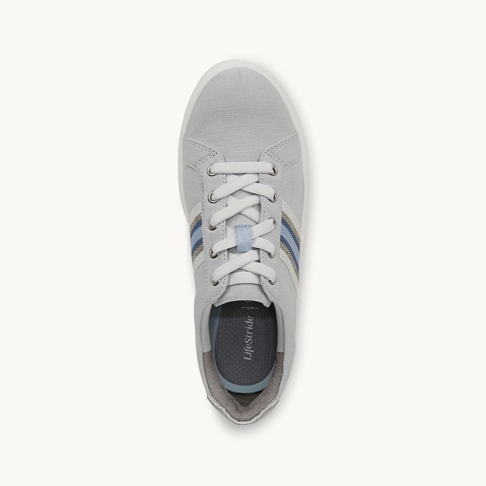 LifeStride Happy Friday Lace Up Sneaker - Oyster Stretch Denim Fabric