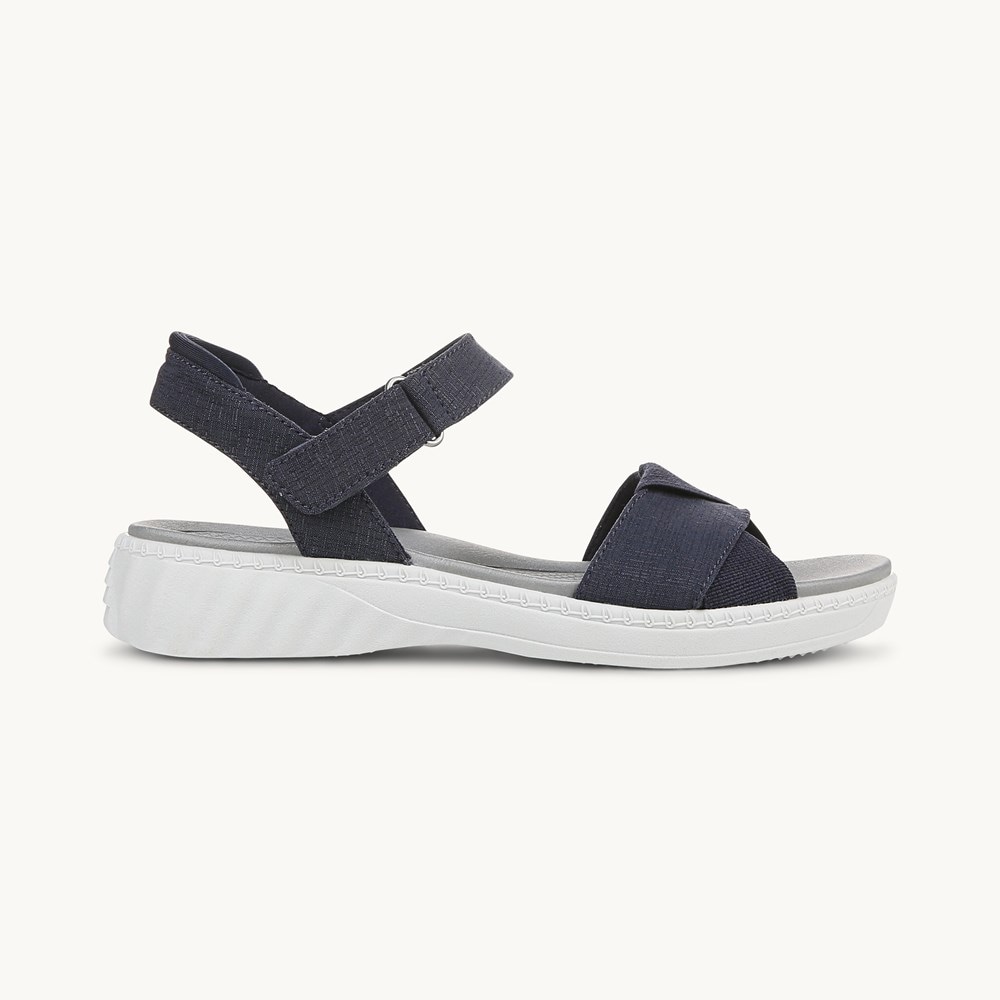 LifeStride Lane Strappy Sandal - Navy Blazer Denim Fabric