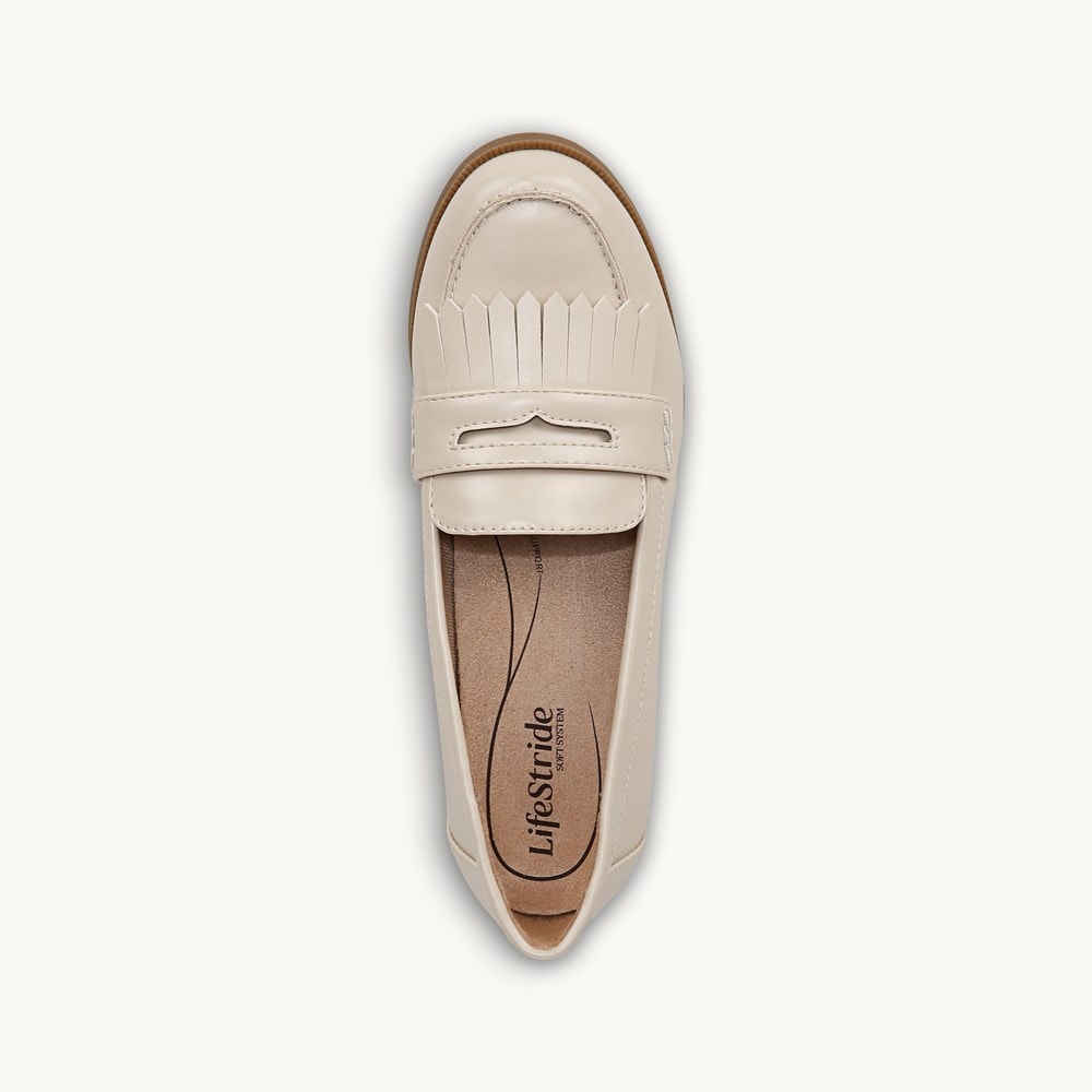 LifeStride Santana Loafer - Cream Beige Faux Leather