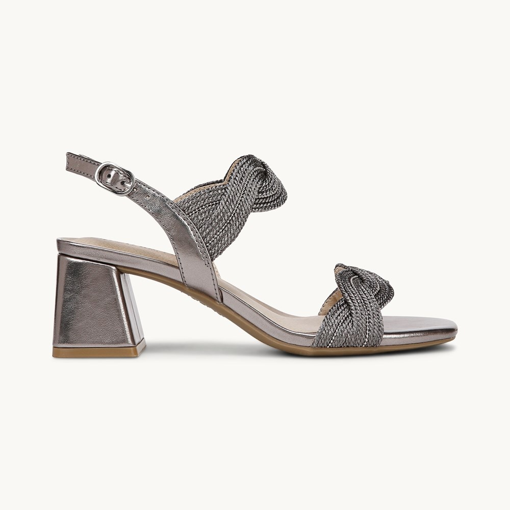 LifeStride Charnelle Slingback Dress Sandal - Pewter Grey Faux Leather