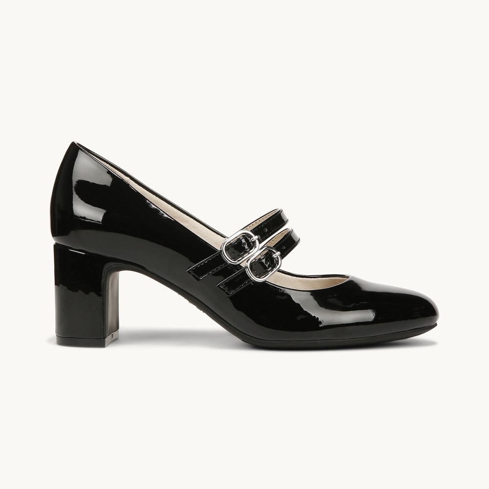 LifeStride True Block Heel Pump - Black Faux Leather
