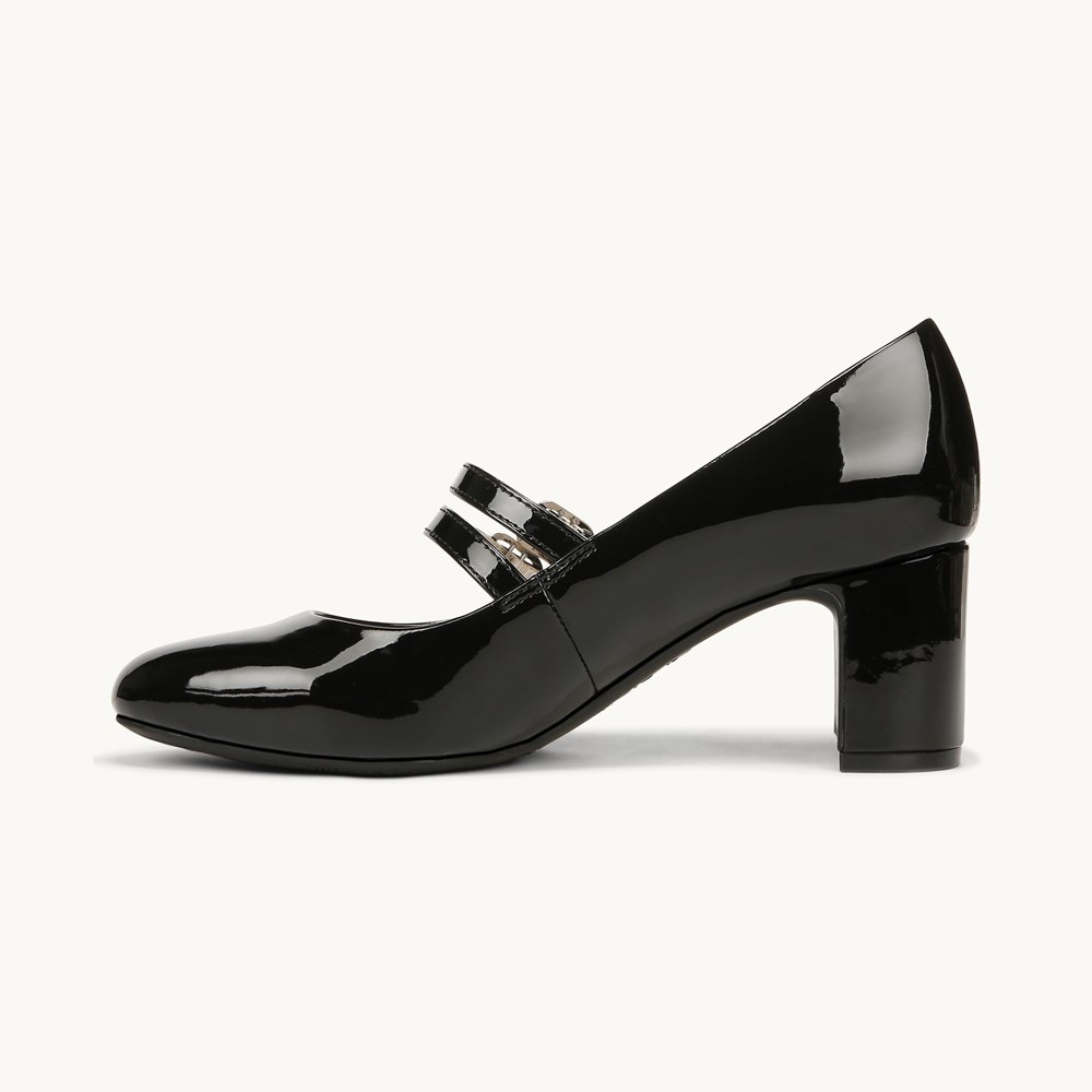 LifeStride True Block Heel Pump - Black Faux Leather