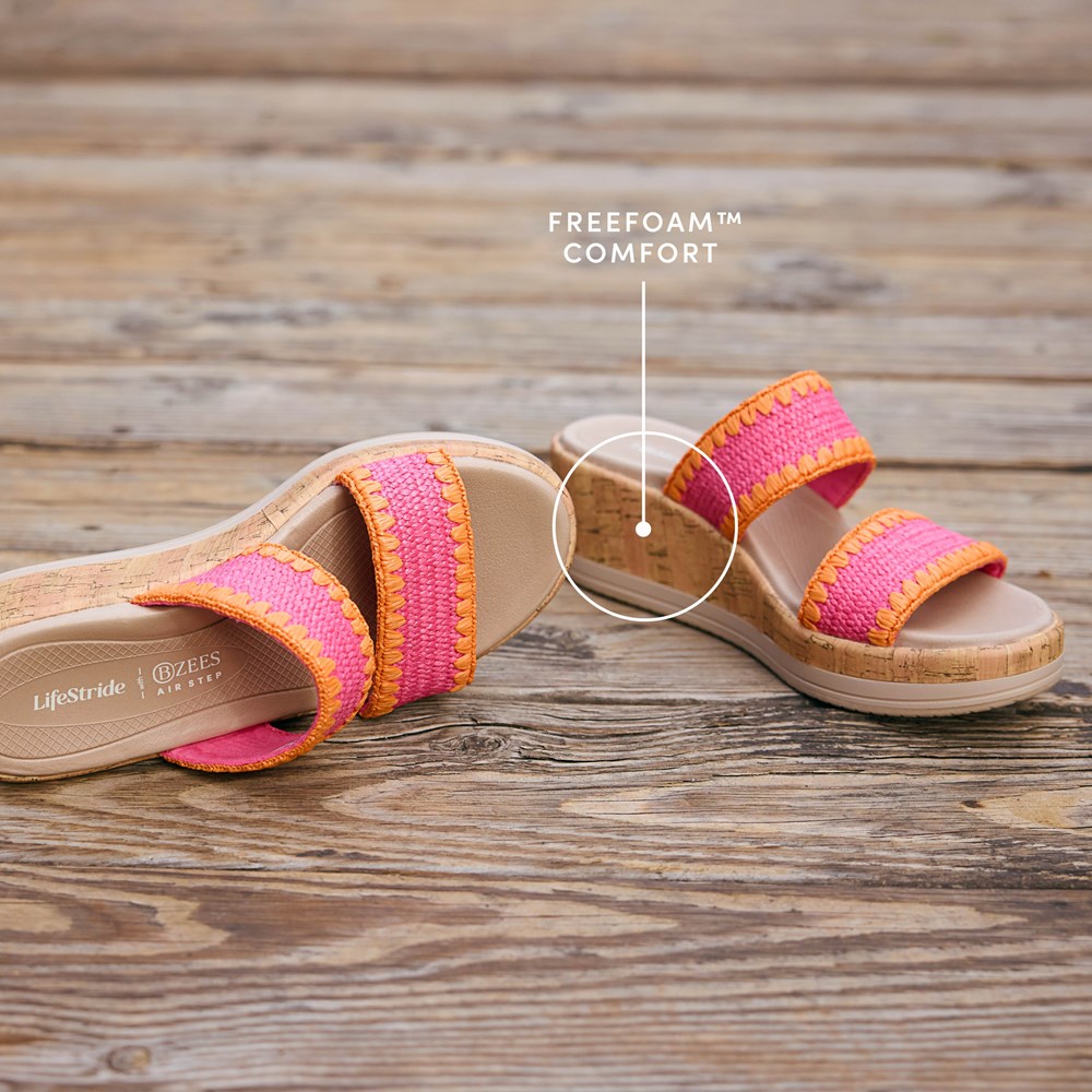 LifeStride Resort Wedge Sandal - Coral Beach Gore Fabric