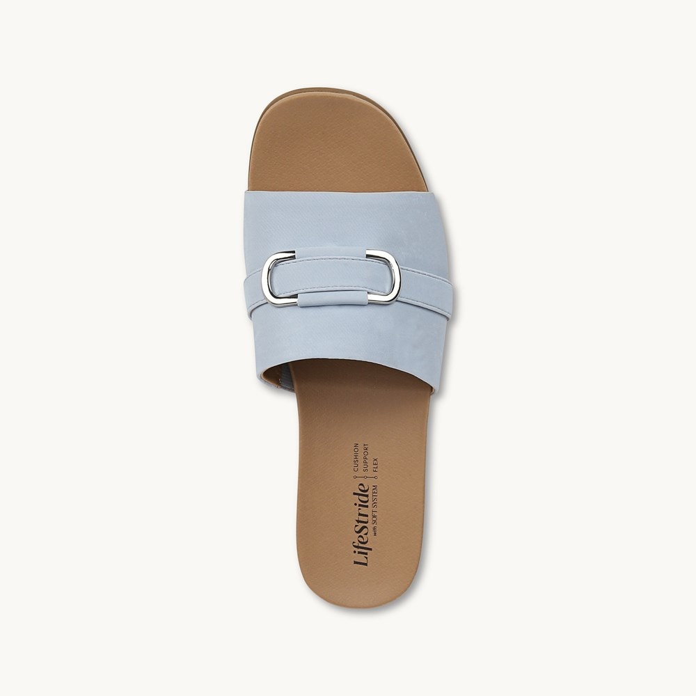 LifeStride Genevieve Flat Sandal - Blue Faux Leather
