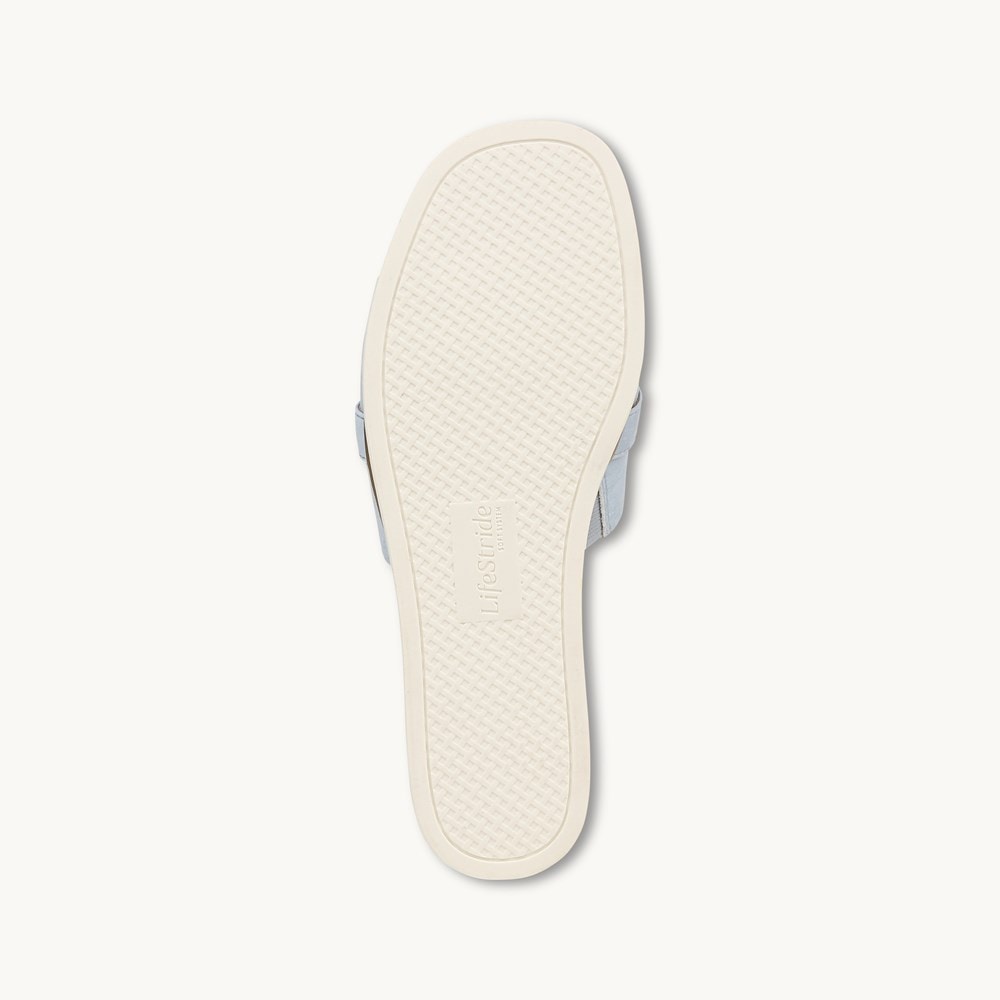 LifeStride Genevieve Flat Sandal - Blue Faux Leather