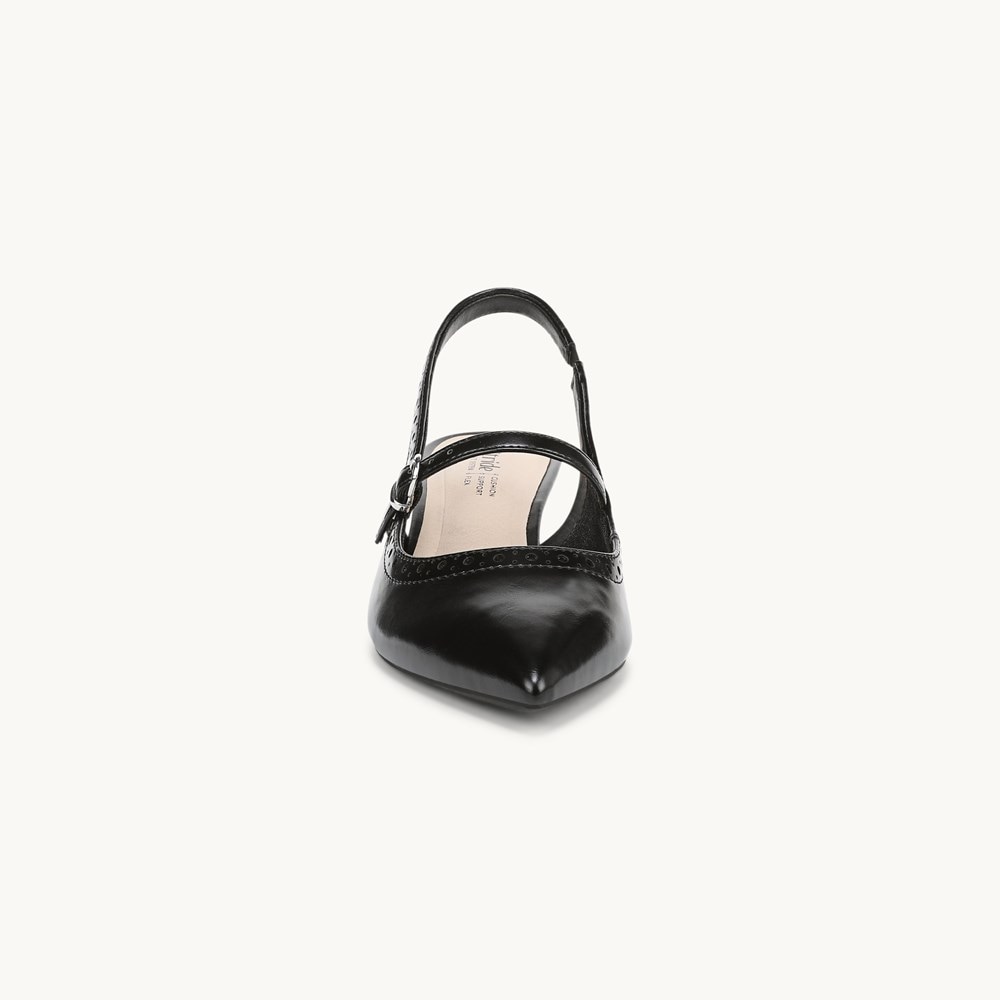 LifeStride Marilyn Slingback Kitten Heel - Black Smooth Faux Leather