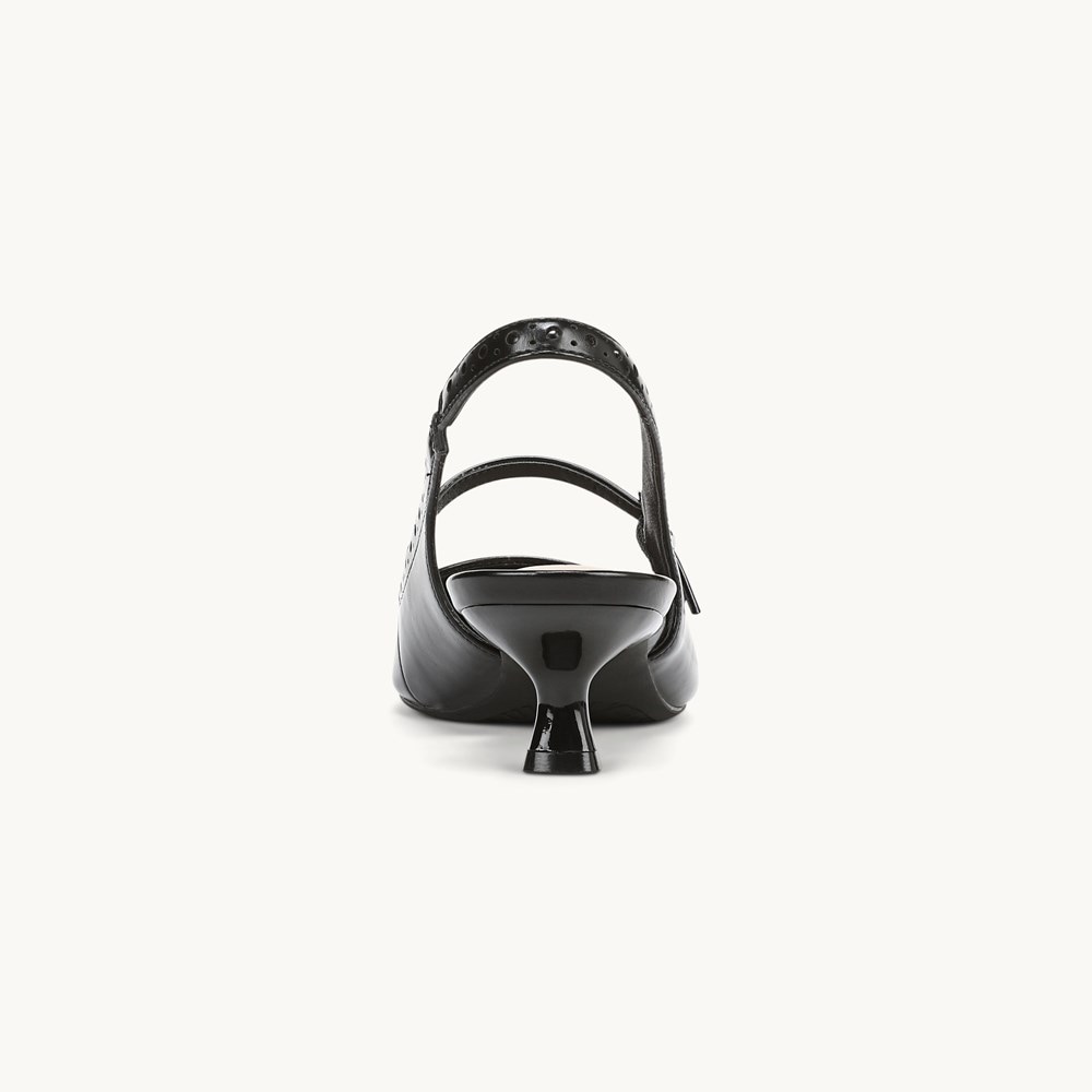 LifeStride Marilyn Slingback Kitten Heel - Black Smooth Faux Leather