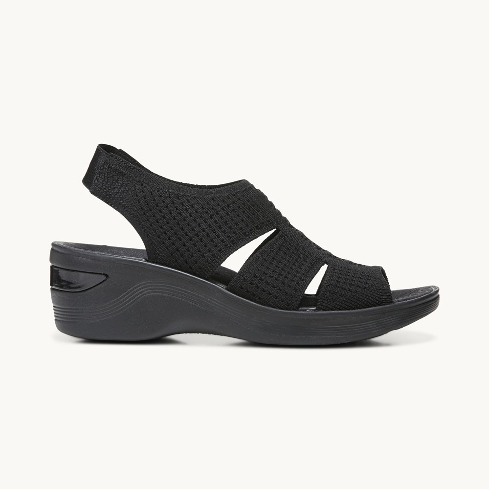 LifeStride Double Up Slingback Wedge Sandal - Black Knit