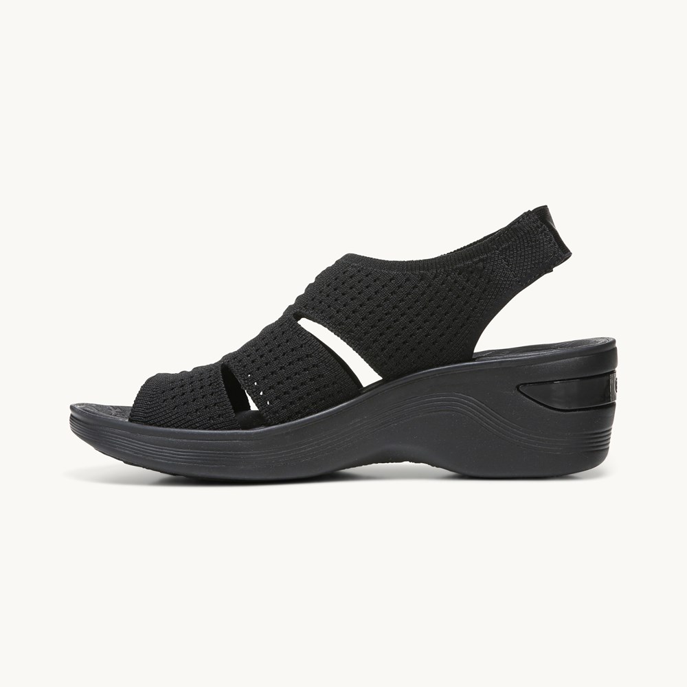 LifeStride Double Up Slingback Wedge Sandal - Black Knit