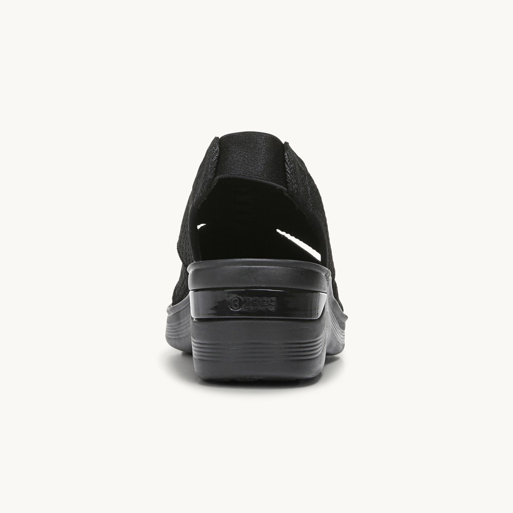 LifeStride Double Up Slingback Wedge Sandal - Black Knit