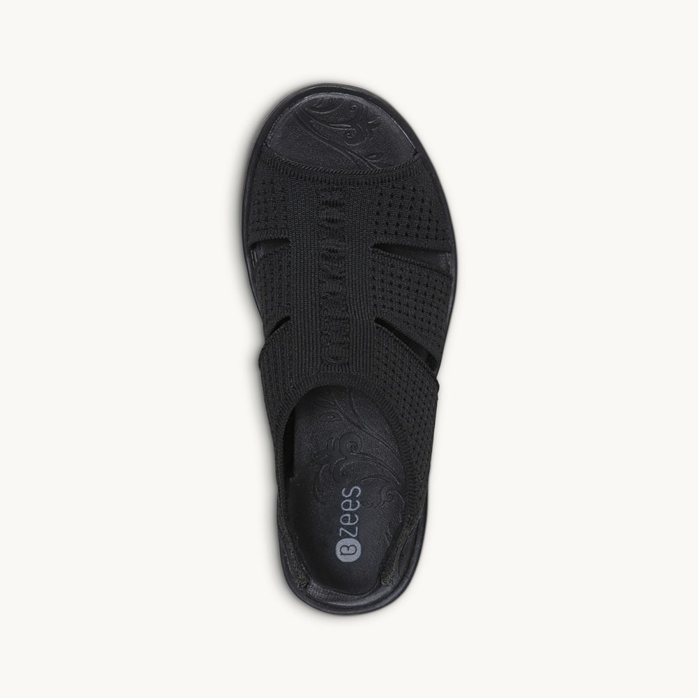 LifeStride Double Up Slingback Wedge Sandal - Black Knit