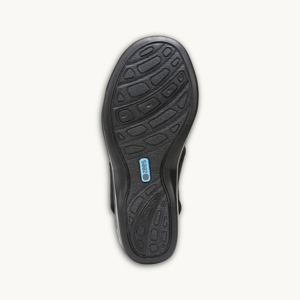 LifeStride Double Up Slingback Wedge Sandal - Black Knit