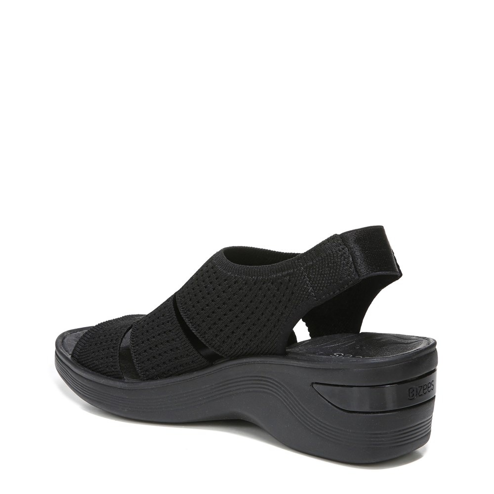 LifeStride Double Up Slingback Wedge Sandal - Black Knit