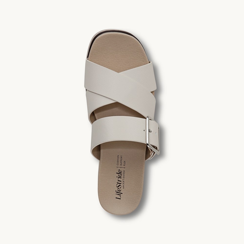 LifeStride Getaway Sandal - Bone Faux Leather