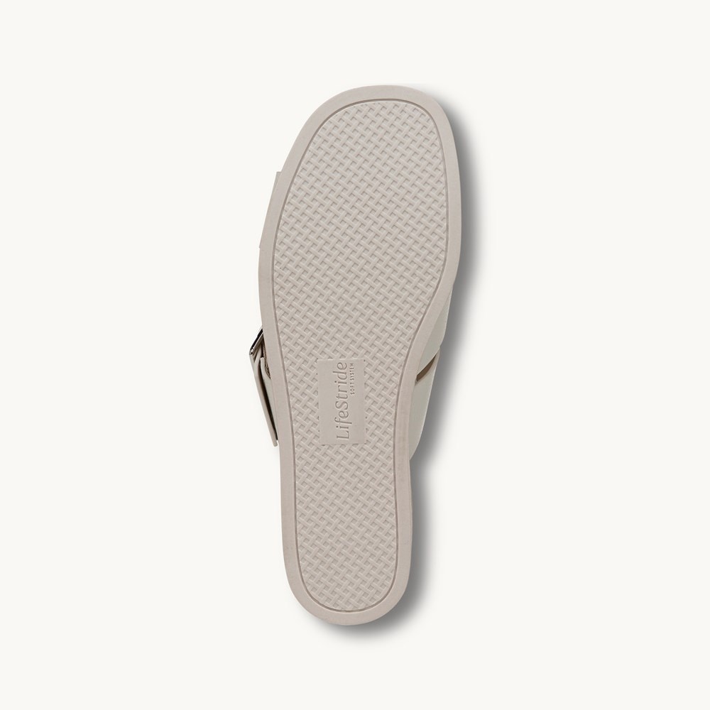 LifeStride Getaway Sandal - Bone Faux Leather