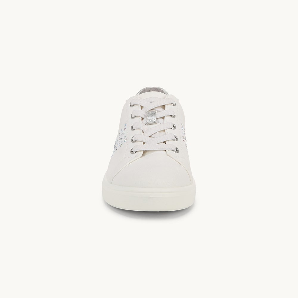 LifeStride Happy Friday Lace Up Sneaker - White Stretch Denim Fabric