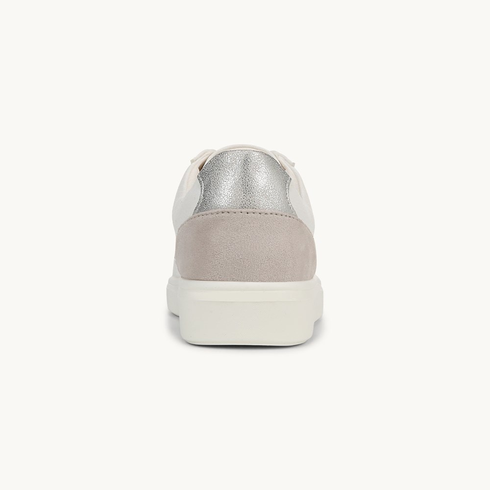 LifeStride Happy Friday Lace Up Sneaker - White Stretch Denim Fabric