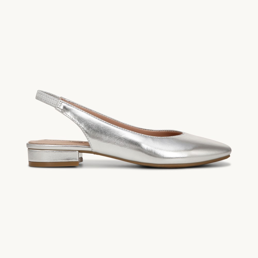 LifeStride Claire Slingback Flat - Metallic Silver Faux Leather