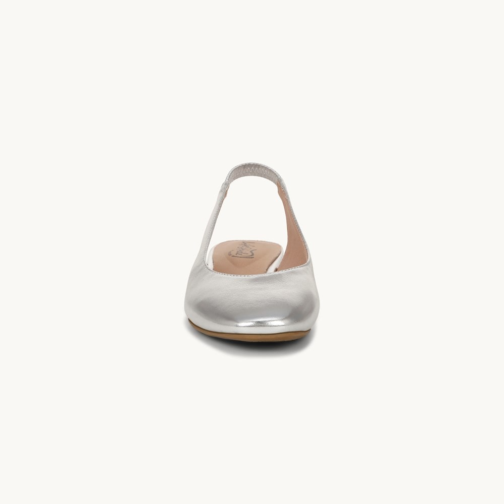 LifeStride Claire Slingback Flat - Metallic Silver Faux Leather