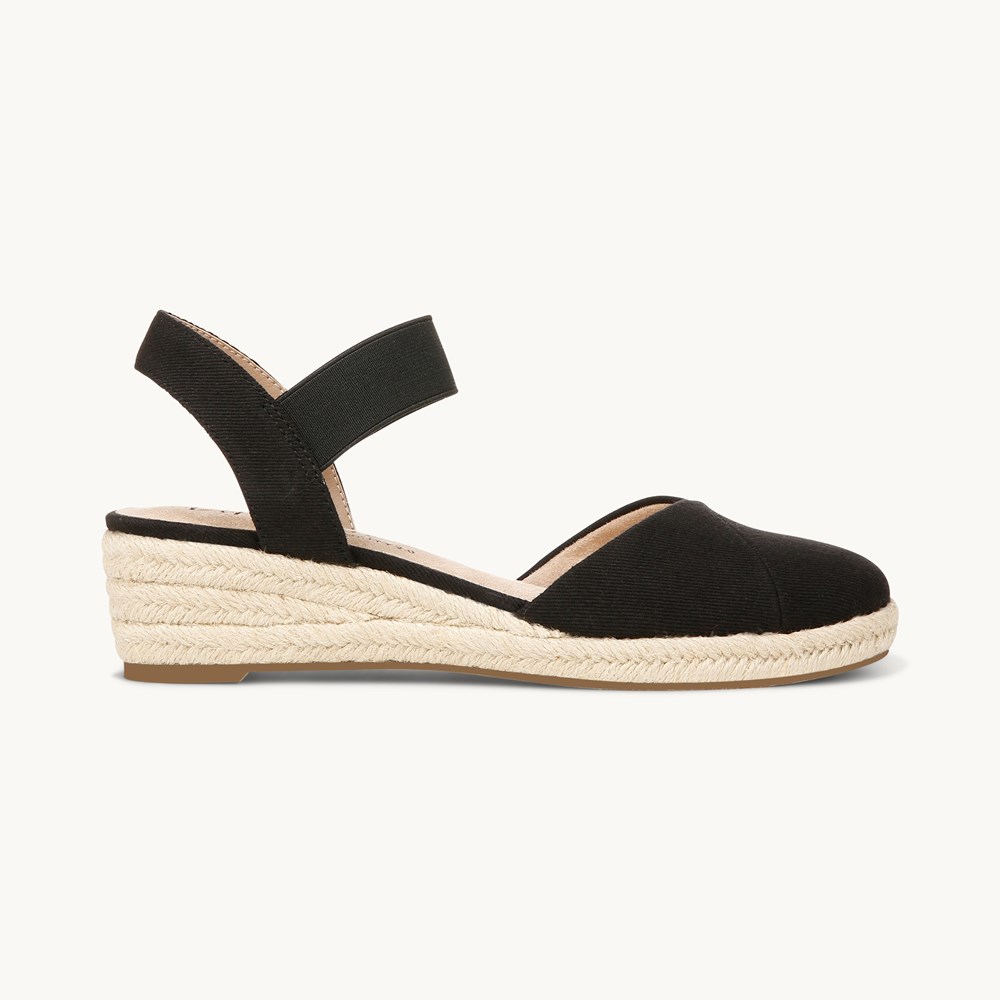 LifeStride Kimmie Espadrille Wedge - Black Canvas